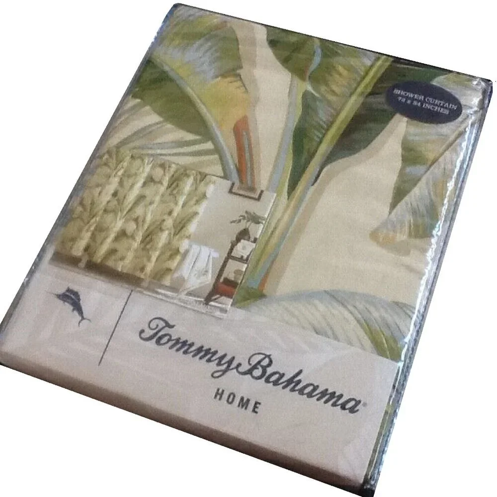 new Tommy Bahama GREEN LEAF PALMIERS 72 x 84 inch Extra Long Shower Curtain